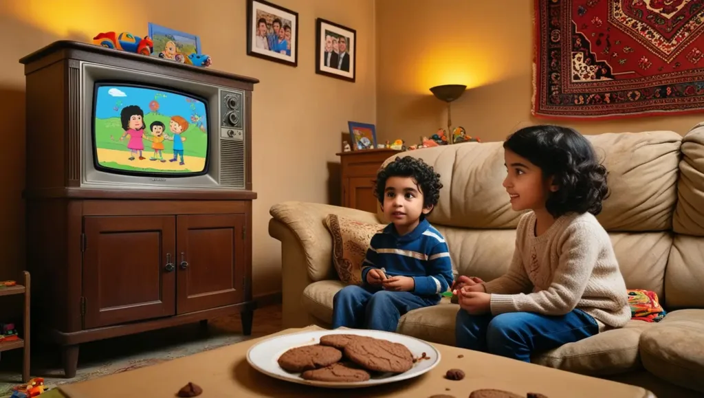 Ahmed and Maryam watching tv